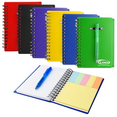 Spiral Notebook With Pen and Sticky Notes